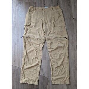 LL Bean Zip Off Pants Size L Beige Nylon Cargo Convertible Hiking Gorpcore